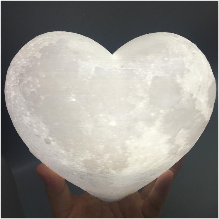 3D打印心形月球燈遙控氛圍燈USB充電臺(tái)燈生日禮物小夜燈