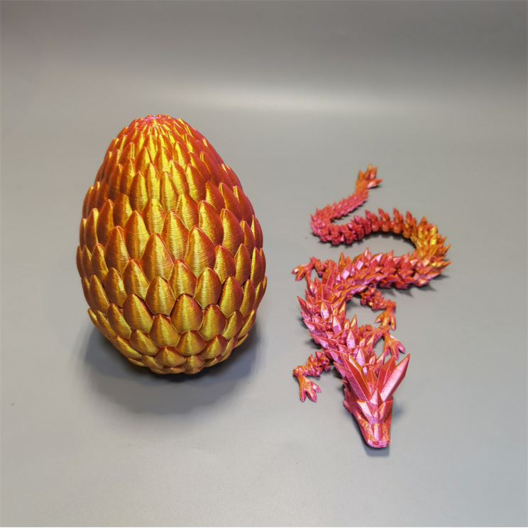 爆款3D打印龍蛋套裝絲綢水晶龍玩具禮物擺件中國(guó)龍裝飾禮品